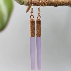 Wildfire Reclaimed Lilac Wood and Resin Earrings - Long-